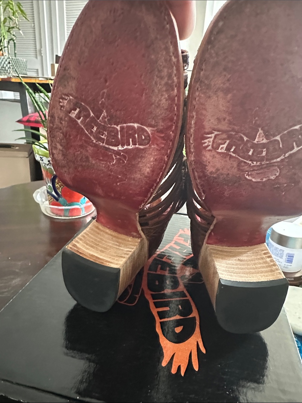 Freebird by Steven Wazee Cognac Leather Sandal Size 8 EUC - Picture 6 of 8